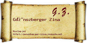 Günszberger Zina névjegykártya